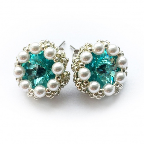 Серьги гвоздики Santa Lucia White Green