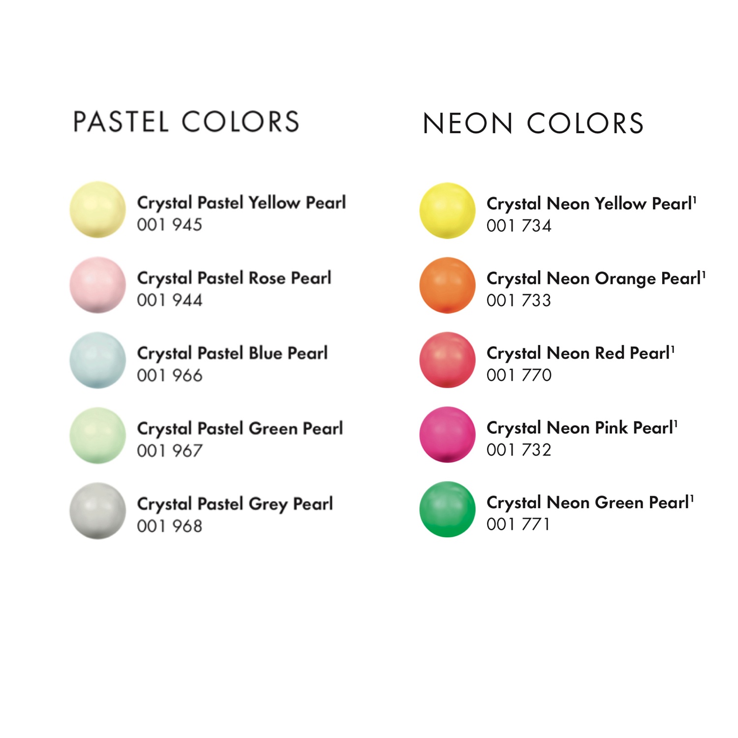 Цветовая палитра Swarovski. Pearls (Жемчуг)