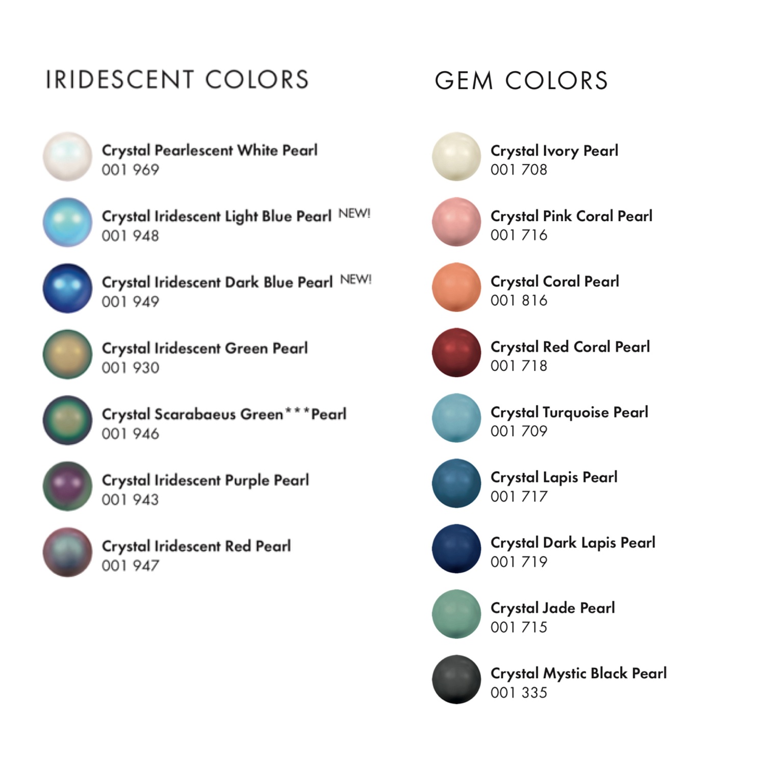 Цветовая палитра Swarovski. Pearls (Жемчуг)